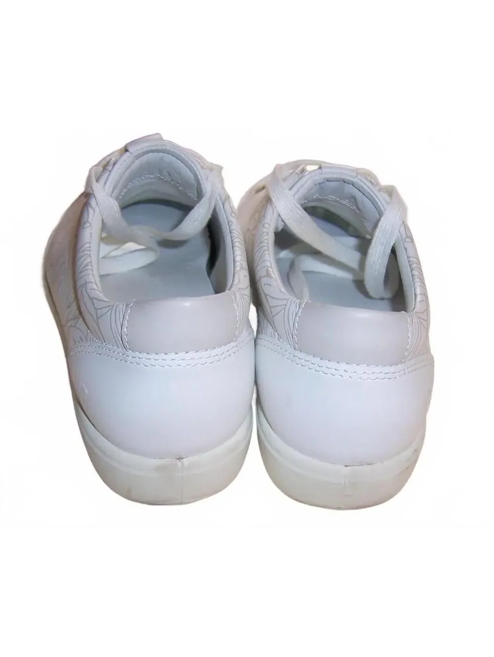 ECCO Soft 7 Women's Leather Floral Sneakers 7-7.5 US White